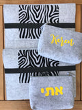 סט זברה כיסוי ללפטופ עם קלמר