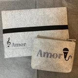 I LOVE MUSIC סט כיסוי ללפטופ עם קלמר